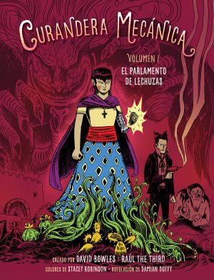 Front cover for El Parlamento de Lechuzas by David Bowles; David Bowles; Stacey Robinson; Damian Duffy